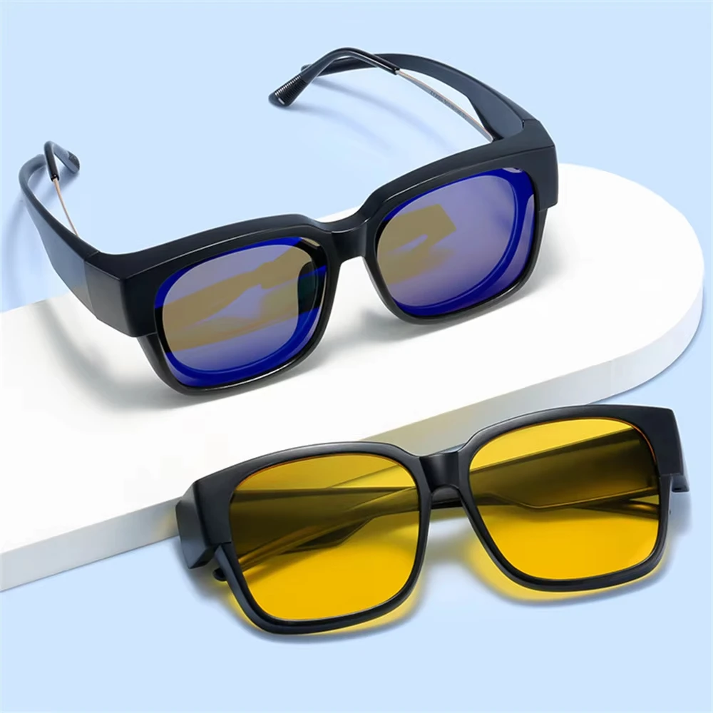 Fishing Sunglasses Polarized - 最新トレンドの偏光サングラス。近視用メガネの上から着用可能。持ち運びにも便利。男女兼用。ヴィンテージ風で、釣りや運転にも最適。