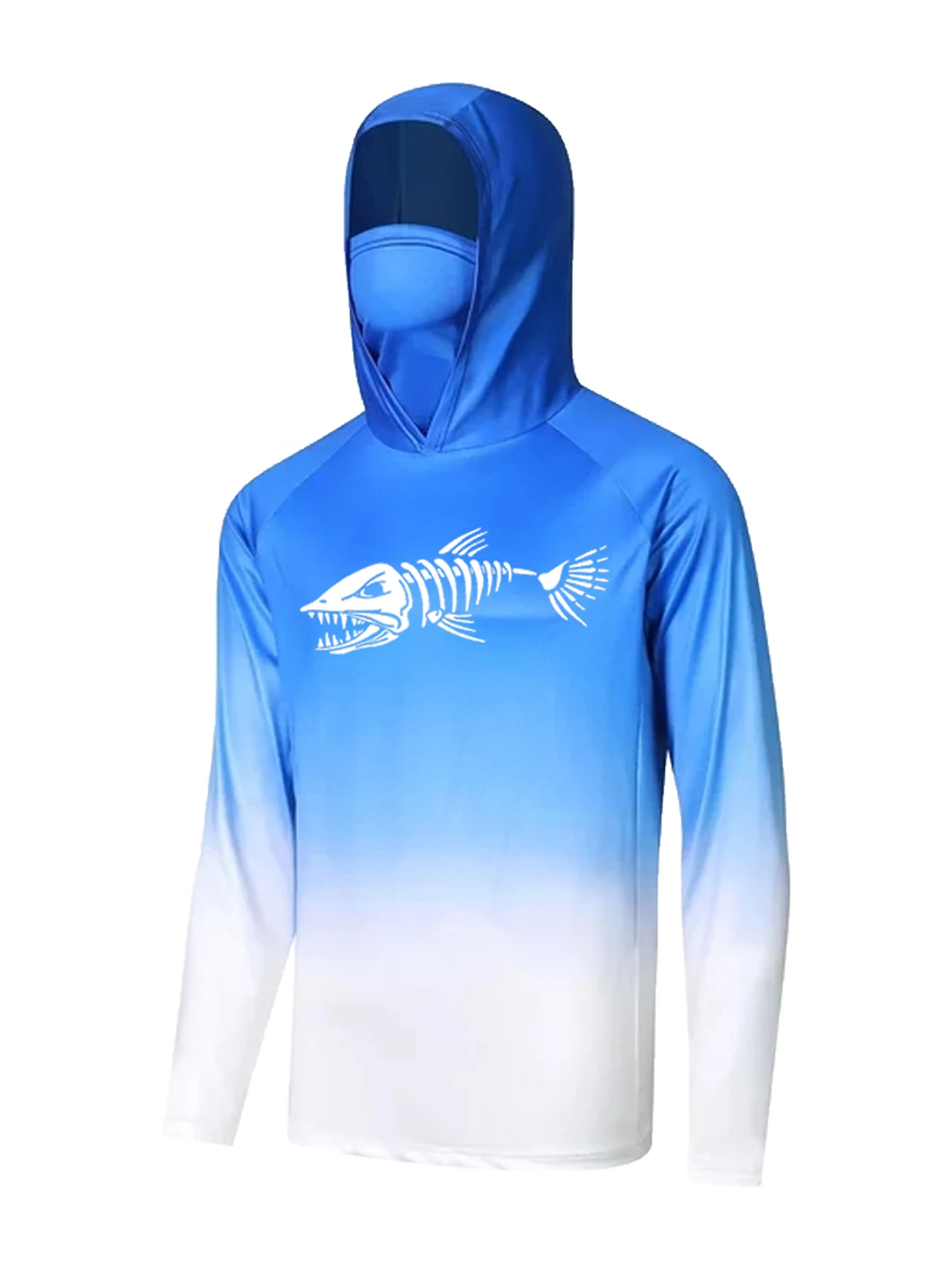 ユニセックス、ブルーグラデーションのフィッシング用フード付き - Fishing Shirt Uv Protection のレビューと価格