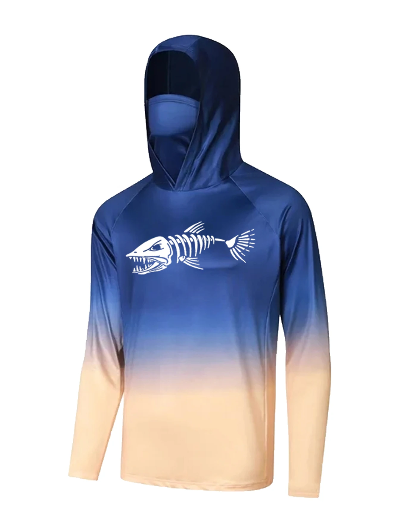 ユニセックス、ブルーグラデーションのフィッシング用フード付き - Fishing Shirt Uv Protection のレビューと価格