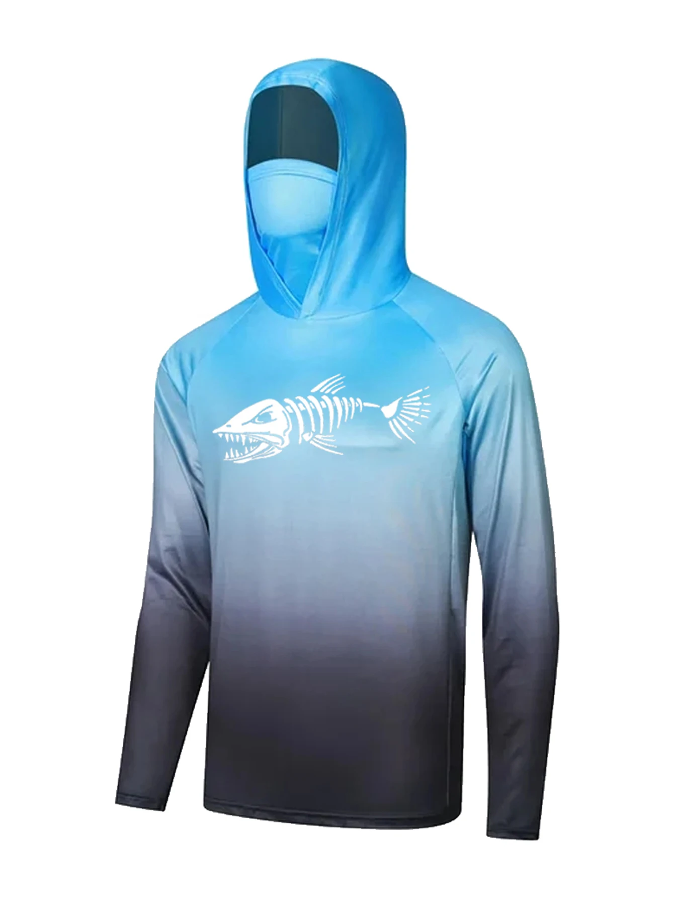 ユニセックス、ブルーグラデーションのフィッシング用フード付き - Fishing Shirt Uv Protection のレビューと価格