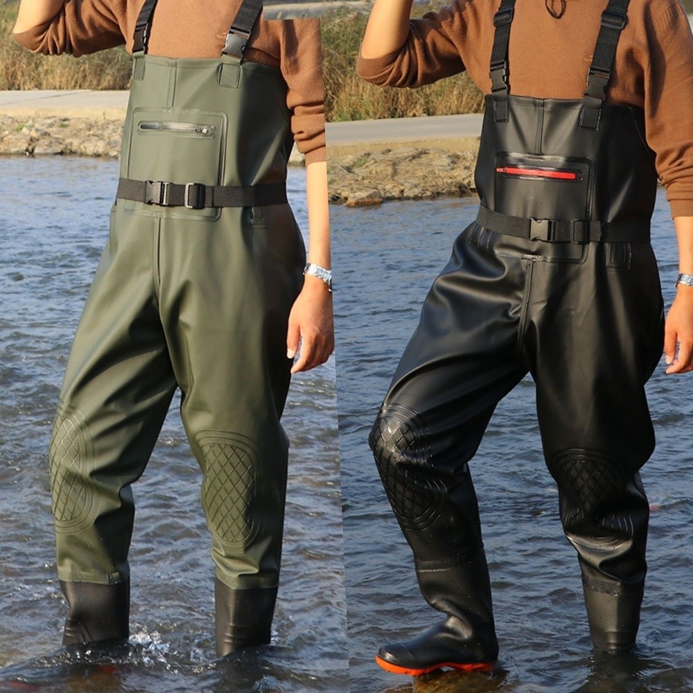 便利なPVC製釣り用スーツ。膝当てが2重になっており、厚みの - Fishing Pants Waterproof のレビューと価格
