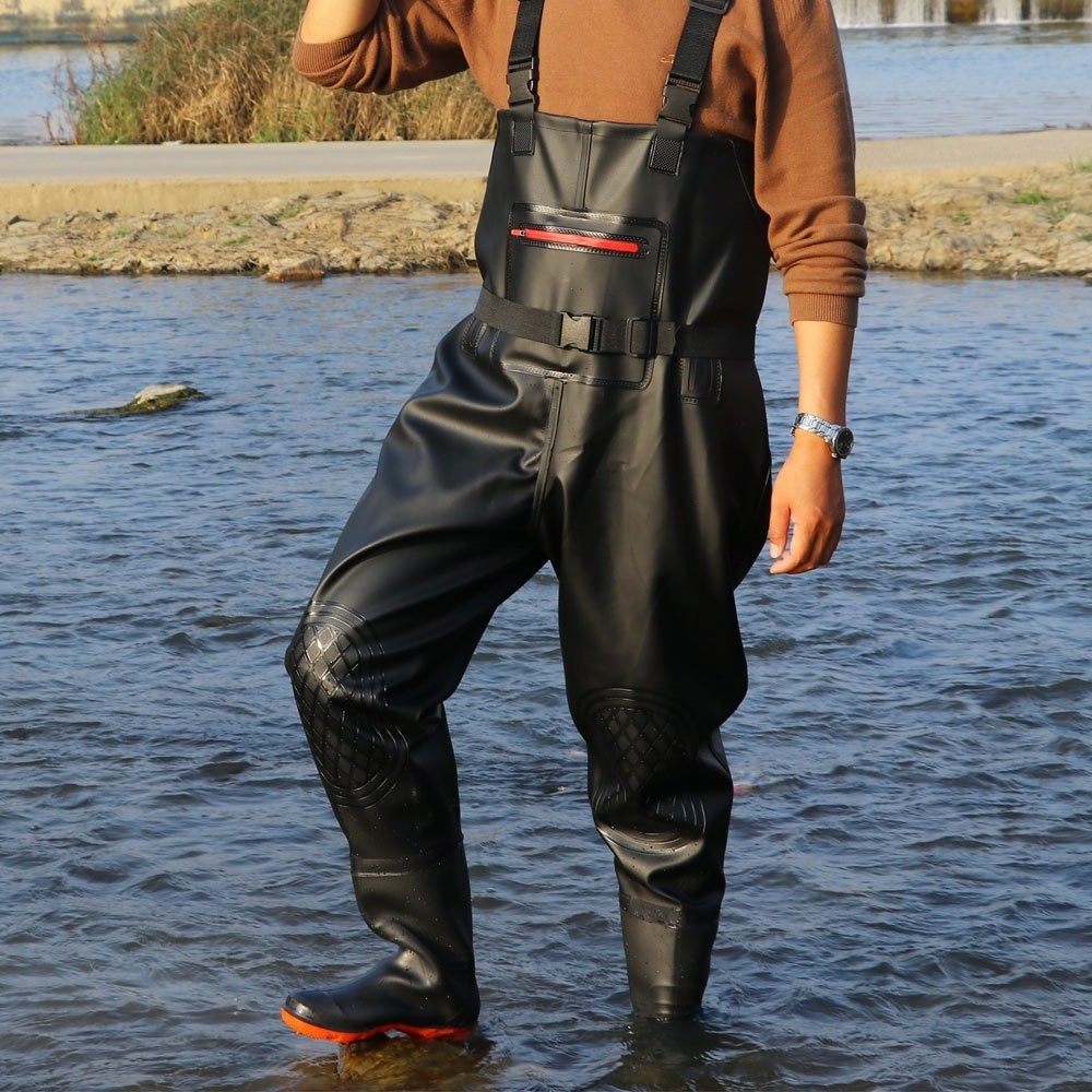 便利なPVC製釣り用スーツ。膝当てが2重になっており、厚みの - Fishing Pants Waterproof のレビューと価格